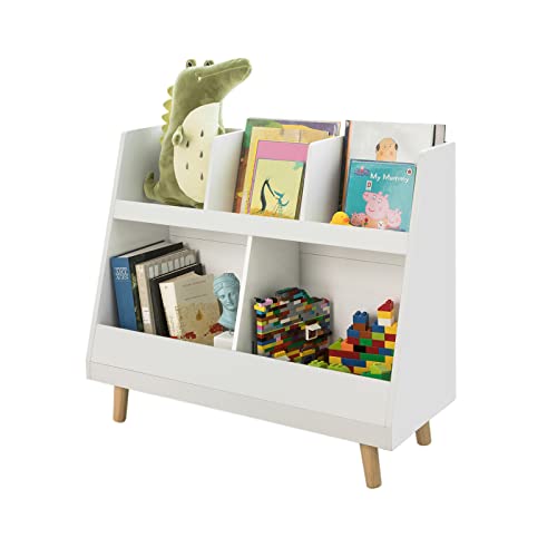 SoBuy KMB19-W Kinderregal mit 5 Fächern Bücherregal Aufbewahrungsregal für Kinder Standregal mit Massivholzbeine weiß BHT ca.: 86x77x36cm von SoBuy