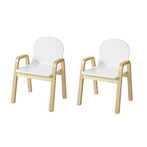 SoBuy KMB24-Wx2 2er Set Stuhl höhenverstellbar Stühlchen mit Armlehnen und Rückenlehne weiß Sitzhöhe 23-35cm von SoBuy
