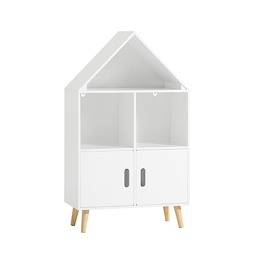SoBuy KMB58-W Kinderregal mit Haus-Design Bücherregal für Kinder Aufbewahrungsregal Spielzeugregal Kinderzimmer Möbel weiß BHT ca.: 60x103x30cm von SoBuy