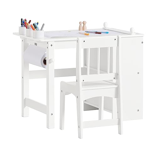 SoBuy KMB60-W Kindertisch mit 1 Stuhl Kindersitzgruppe innen Kinder Tisch Stuhl Set Maltisch für Kinder Weiß von SoBuy