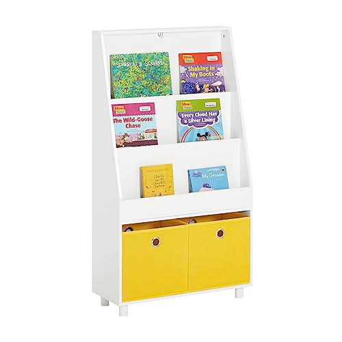 SoBuy KMB69-W Bücherregal Kinder Kinderregal mit 2 Boxen Aufbewahrungsregal für Kinder Spielzeugregal Kinderzimmer Möbel weiß BHT ca. 60x110x25cm von SoBuy