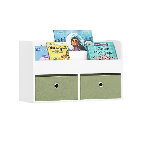 SoBuy KMB81-W Kindergarderobe Kinderregal Bücherregal für Kinder Wandregal Hängeregal Wandgarderobe Garderobenleiste Kinder weiß BHT ca. 60x36x20cm von SoBuy