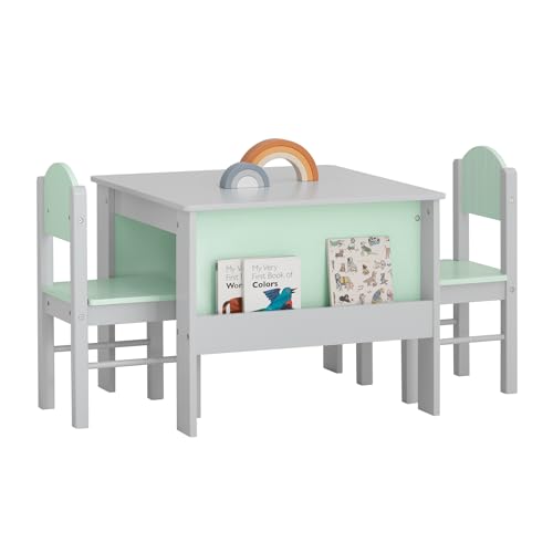 SoBuy KMB88-HG Kindertisch mit Stühlen Kindersitzgruppe innen Kinder Tisch Stuhl Set Maltisch für Kinder Sitzgruppe Hellgrau von SoBuy