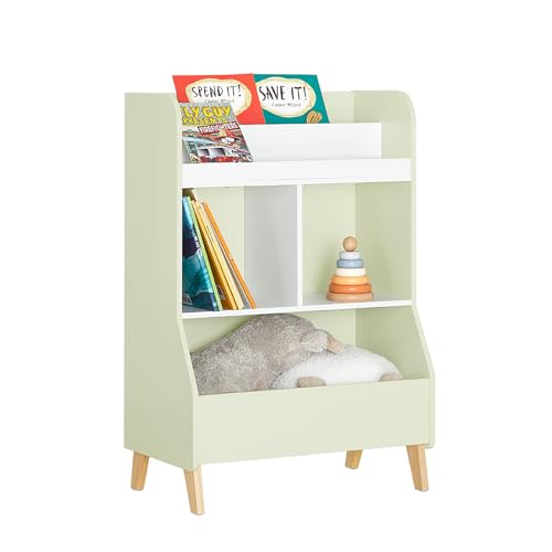 SoBuy KMB90-GR Kinderregal Bücherregal Kinderzimmer Regal Aufbewahrungsregal für Kinder Kinderzimmer Möbel Weiß-Grün BHT ca. 60x89x36cm von SoBuy