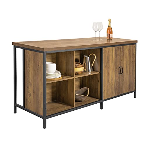 SoBuy Freistehende Kücheninsel & Küchenschrank Multifunktionale Küchenaufbewahrungseinheit, Sideboard, Buffet im Industrie-Design, Vitrinenschrank für Wohnzimmer und Küche 170x89x60 cm KNL01-F von SoBuy