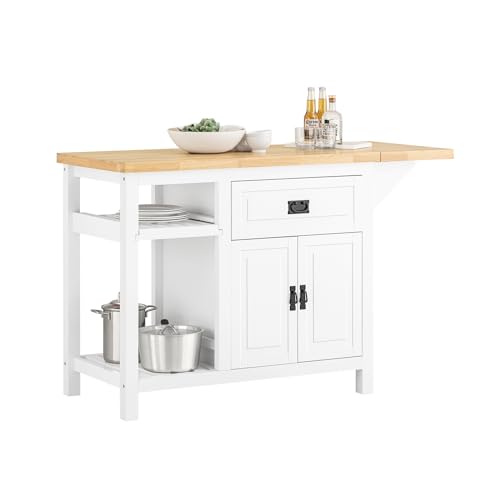 SoBuy KNL06-WN Kücheninsel mit erweiterbarer Arbeitsfläche freistehend Küchenschrank Highborad Kommode Sideboard Bartisch Esstisch Buffet Weiß-Natur BHT ca. 110-145x95x60cm SoBuy KNL06-WN Kücheninsel mit erweiterbarer Arbeitsfläche freistehend Küchenschrank Highborad Kommode Sideboard Bartisch Esstisch Buffet Weiß-Natur BHT ca. 110-145x95x60cm von SoBuy