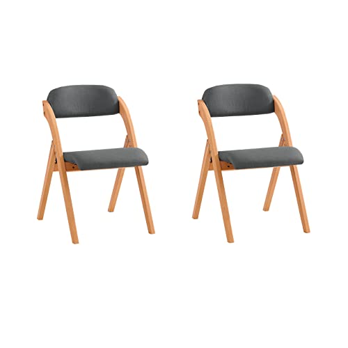SoBuy Klappstuhl Holz gepolstert 2er Set - Ergonomischer Küchenstuhl & Esszimmerstuhl, Faltbar & Platzsparend, Fertig Montiert, Für Küche, Balkon, Büro, Dunkelgrau 47,5 x 77 x 59 cm FST92-SGx2 von SoBuy