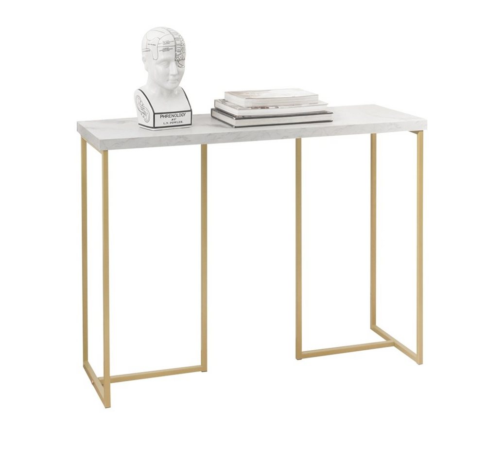 SoBuy Konsolentisch FSB58, mit goldenem Metallrahmen Flurtisch Dekotisch Sideboard Beistelltisch von SoBuy