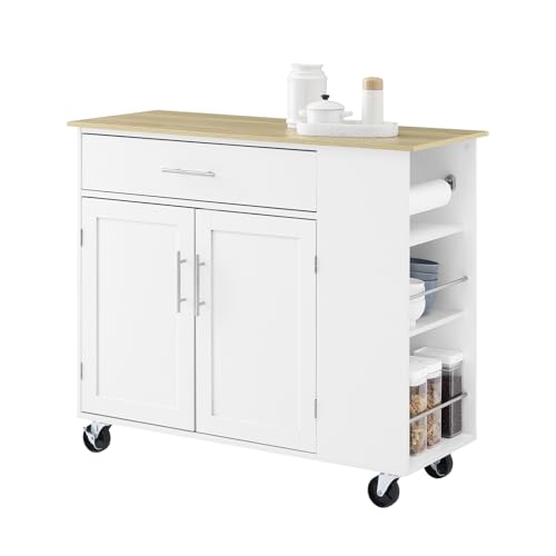 SoBuy Kücheninsel mit Arbeitsplatte Rollbarer Küchenwagen & Servierwagen mit Schublade Freistehende Kücheninsel auf Rollen für Küche, Esszimmer & Outdoor Weiß B99 x H85 x T40 cm FKW133-WN SoBuy Kücheninsel mit Arbeitsplatte Rollbarer Küchenwagen & Servierwagen mit Schublade Freistehende Kücheninsel auf Rollen für Küche, Esszimmer & Outdoor Weiß B99 x H85 x T40 cm FKW133-WN von SoBuy