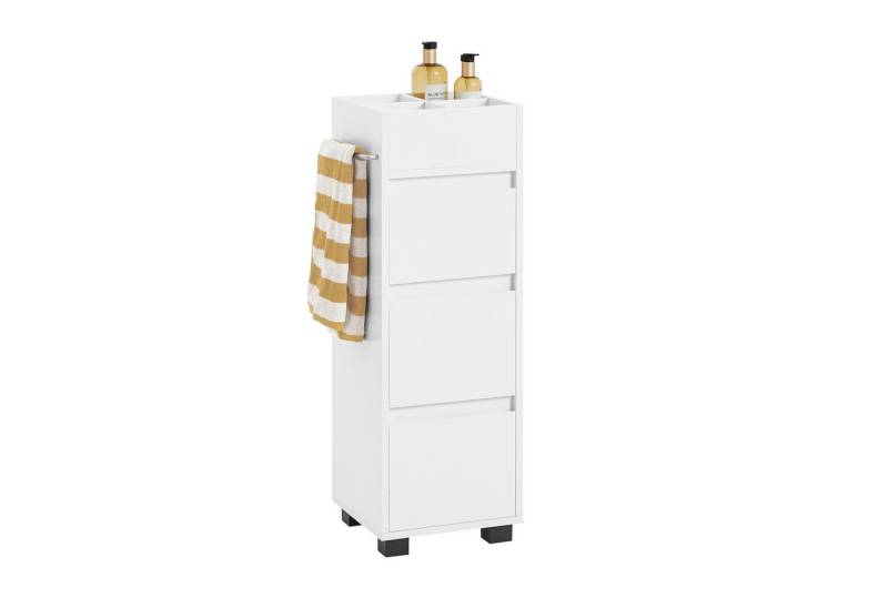 SoBuy Midischrank BZR29, Badschrank schmal, Badezimmerschrank Badkommode Beistellschrank Midischrank Kommode mit 3 Schubladen und 4 Fächern, Badezimmer von SoBuy