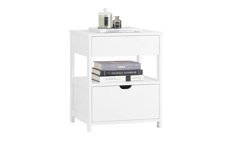 SoBuy Nachtschrank FRG258-II, Nachttisch Beistelltisch Aufbewahrungsschrank Nachtkonsole Nachtkommode mit 2 Schubladen und Ablage, Sofatisch, Schlafzimmer von SoBuy
