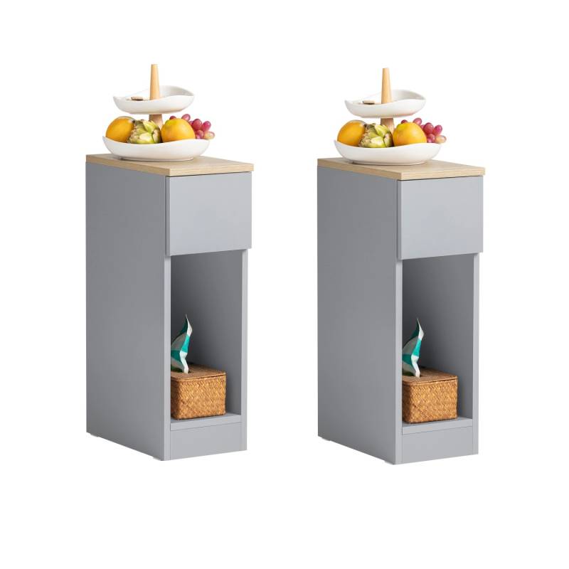 SoBuy Nachttisch 2er Set Sofatisch Beistelltisch Hellgrau FBT111-HGx2 von SoBuy