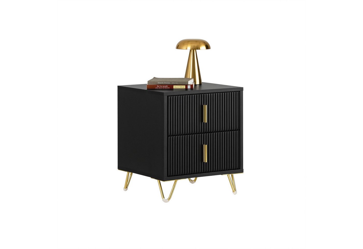 SoBuy Nachttisch FBT115, Couchtisch Schlafzimmer Wohnzimmer, (1-St), Nachtschrank mit 2 Schubladen, Beistelltisch, Nachtkommode von SoBuy