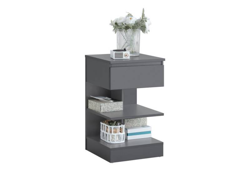 SoBuy Nachttisch FBT49, Nachtschrank Beistelltisch Aufbewahrungsschrank Sofatisch, Nachttisch schmal, mit 1 Schublade und 2 Ablagen, Schlafzimmer von SoBuy