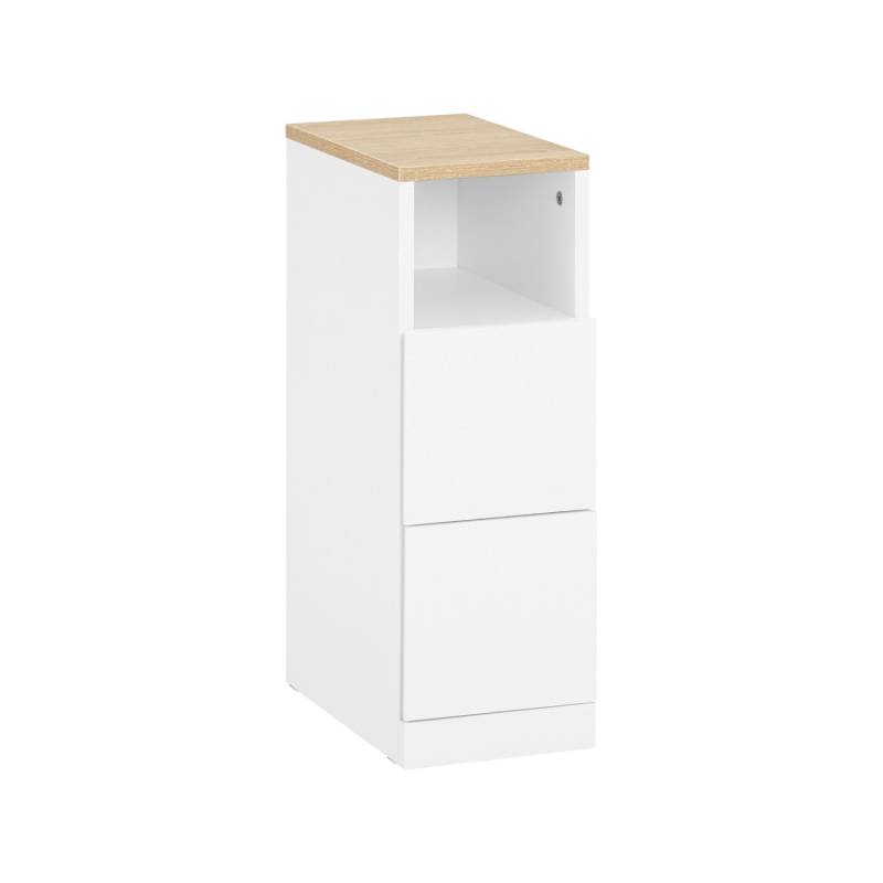 SoBuy Nachttisch Schmal Nachtschrank mit 2 Schubladen Beistelltisch FBT149-WN von SoBuy
