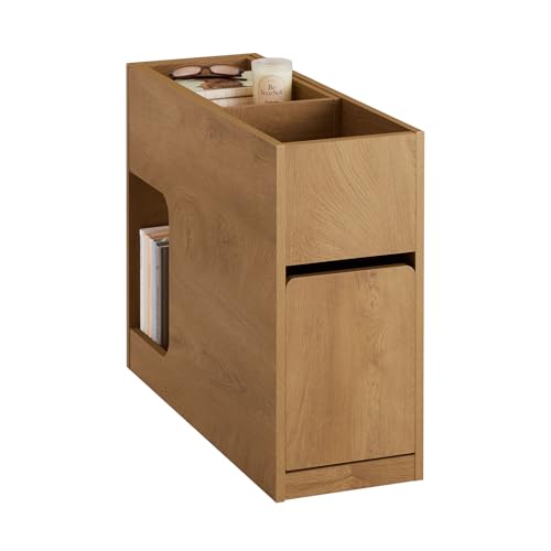 SoBuy Schmaler Beistelltisch Platzsparender Nachttisch Sofatisch Beistelltisch Lagerschrank Schrank für Büro Natur 25x55x70cm FBT158-N von SoBuy