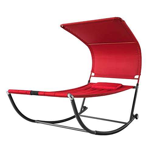 SoBuy OGS44-R Sonnenliege mit Sonnendach und Kopfkissen Schaukelliege Gartenbett Gartenliege mit Rollen Relaxliege Rot Belastbarkeit 200 kg BHT ca: 114x173x227cm SoBuy OGS44-R Sonnenliege mit Sonnendach und Kopfkissen Schaukelliege Gartenbett Gartenliege mit Rollen Relaxliege Rot Belastbarkeit 200 kg BHT ca: 114x173x227cm von SoBuy