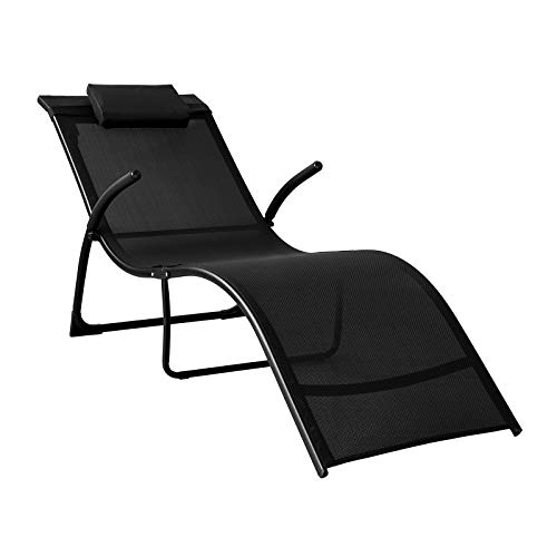 SoBuy Sonnenliege klappbar Gartenliege Relaxstuhl Liegestuhl mit Kissen Schwarz für Gärten, Höfe, Strände, Balkone Freizeitmöbel Belastbarkeit 150 kg BHT ca. 60x69x173cm OGS45-SCH SoBuy Sonnenliege klappbar Gartenliege Relaxstuhl Liegestuhl mit Kissen Schwarz für Gärten, Höfe, Strände, Balkone Freizeitmöbel Belastbarkeit 150 kg BHT ca. 60x69x173cm OGS45-SCH von SoBuy