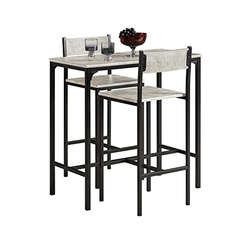 SoBuy Bartisch Set mit 2 Stühlen Platzsparendes Küchentisch-Set für 2 Personen, Hoher Esstisch mit Stühlen Essgruppe Bistrotisch Gartentisch für kleine Küche, Balkon oder Wohnzimmer möbel OGT03-HG von SoBuy