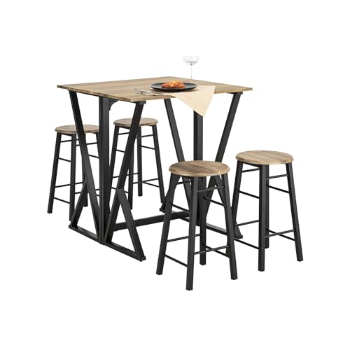 SoBuy OGT24-N 5-teilige Essgruppe Esstisch mit 4 Stühlen Klapptisch Esszimmer Sitzgruppe Küche Küchentisch Holztisch klappbar im Industrial-Look von SoBuy