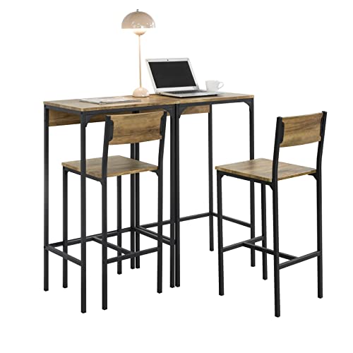 SoBuy OGT42-F 4-teilig Bartisch mit Stühlen Esstisch Bistrotisch Stehtisch Küchentisch Küchentresen Bistromöbel Sitzgruppe Bartisch-Set, 2 Bartische mit 2 Barhockern von SoBuy