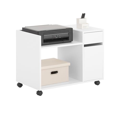 SoBuy Rollcontainer mit Schublade und Tür Druckertisch mit Rollen Druckerschrank Büro Schreibtisch Unterschrank, Aktenschrank mit Rollen für Büro Weiß 72x54x40cm, ASK02-W SoBuy Rollcontainer mit Schublade und Tür Druckertisch mit Rollen Druckerschrank Büro Schreibtisch Unterschrank, Aktenschrank mit Rollen für Büro Weiß 72x54x40cm, ASK02-W von SoBuy