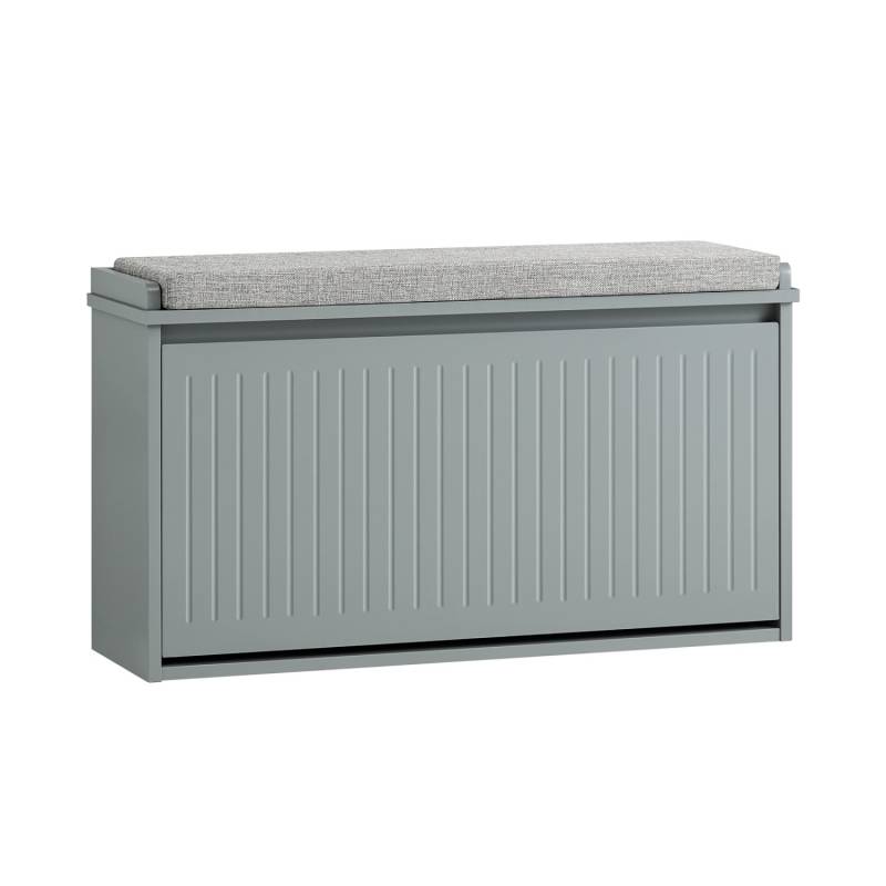 SoBuy Schuhbank Schmal mit Klappe Garderobenbank mit Sitzkissen Grau FSR98-L-HG von SoBuy