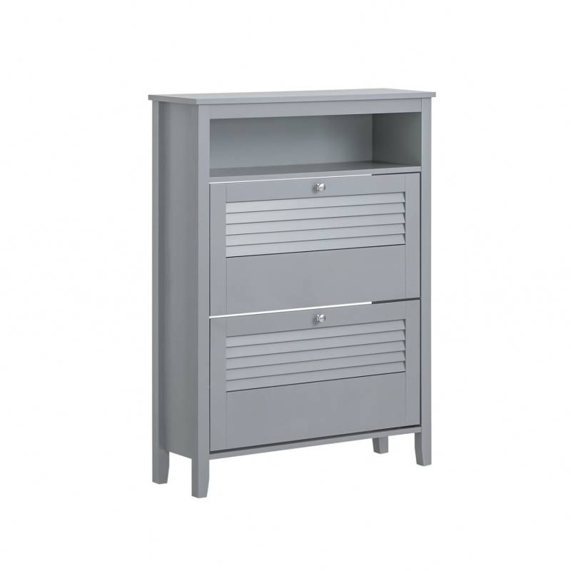 SoBuy Schuhkipper Schmal Schuhschrank mit 2 Klappen für Diele Hellgrau FSR152-HG von SoBuy