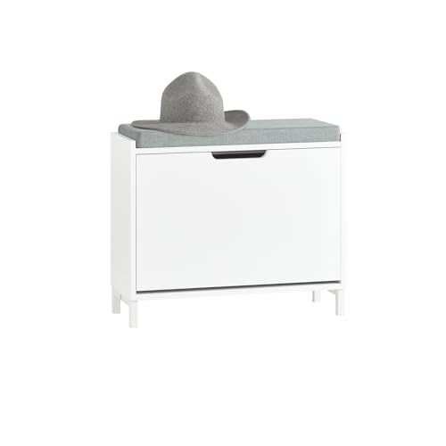 SoBuy Schuhschrank Schuhbank mit Sitzfläche, Schuhregal mit Stauraum, Klappe, Sitzkissen, bis 113 kg belastbar, für Flur, Wohnzimmer, Weiß BHT ca. 60x52x24cm FSR151-K-W SoBuy Schuhschrank Schuhbank mit Sitzfläche, Schuhregal mit Stauraum, Klappe, Sitzkissen, bis 113 kg belastbar, für Flur, Wohnzimmer, Weiß BHT ca. 60x52x24cm FSR151-K-W von SoBuy