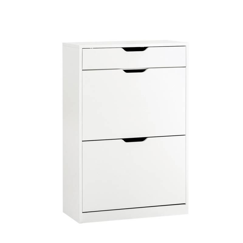 SoBuy Schuhkipper mit 2 Klappen Schuhschrank mit 4 Ablageflächen Weiß FSR180-W von SoBuy
