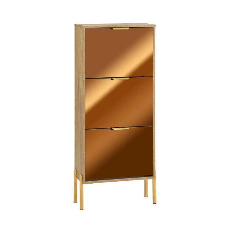 SoBuy Schuhkipper mit 3 Klappen Schuhschrank Schmal für Diele Gold FSR181-H-G von SoBuy