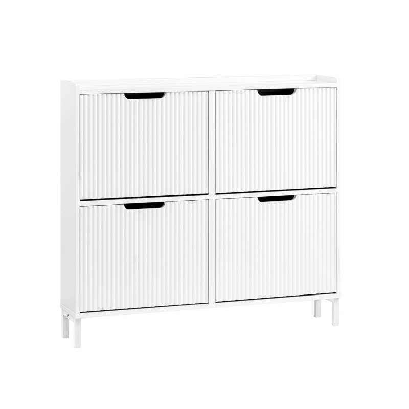 SoBuy Schuhkipper mit 4 Klappen Schuhschrank Schmal für Diele Flur FSR177-L-W von SoBuy