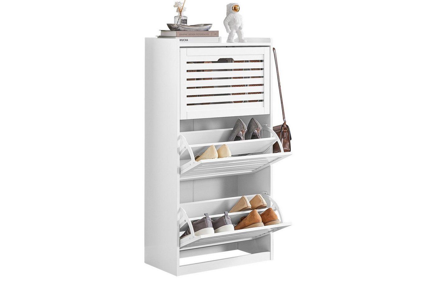SoBuy Schuhschrank FSR108 mit 3 Klappen Schuhregal mit 2 Hacken Schuhkipper mit 6 Ablageflächen SoBuy Schuhschrank FSR108 mit 3 Klappen Schuhregal mit 2 Hacken Schuhkipper mit 6 Ablageflächen von SoBuy
