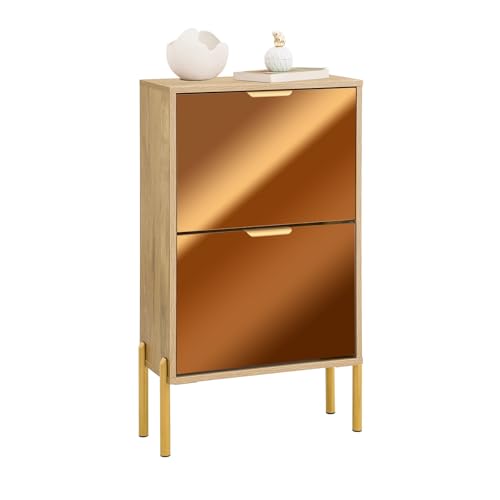 SoBuy Schuhschrank Schuhkipper – Schmaler Schuhschrank mit Spiegel und 2 Klappen, Platzsparender Flurschrank für Diele oder kleines Zimmer – Modernes Design, 55x24x90cm FSR181-G SoBuy Schuhschrank Schuhkipper – Schmaler Schuhschrank mit Spiegel und 2 Klappen, Platzsparender Flurschrank für Diele oder kleines Zimmer – Modernes Design, 55x24x90cm FSR181-G von SoBuy