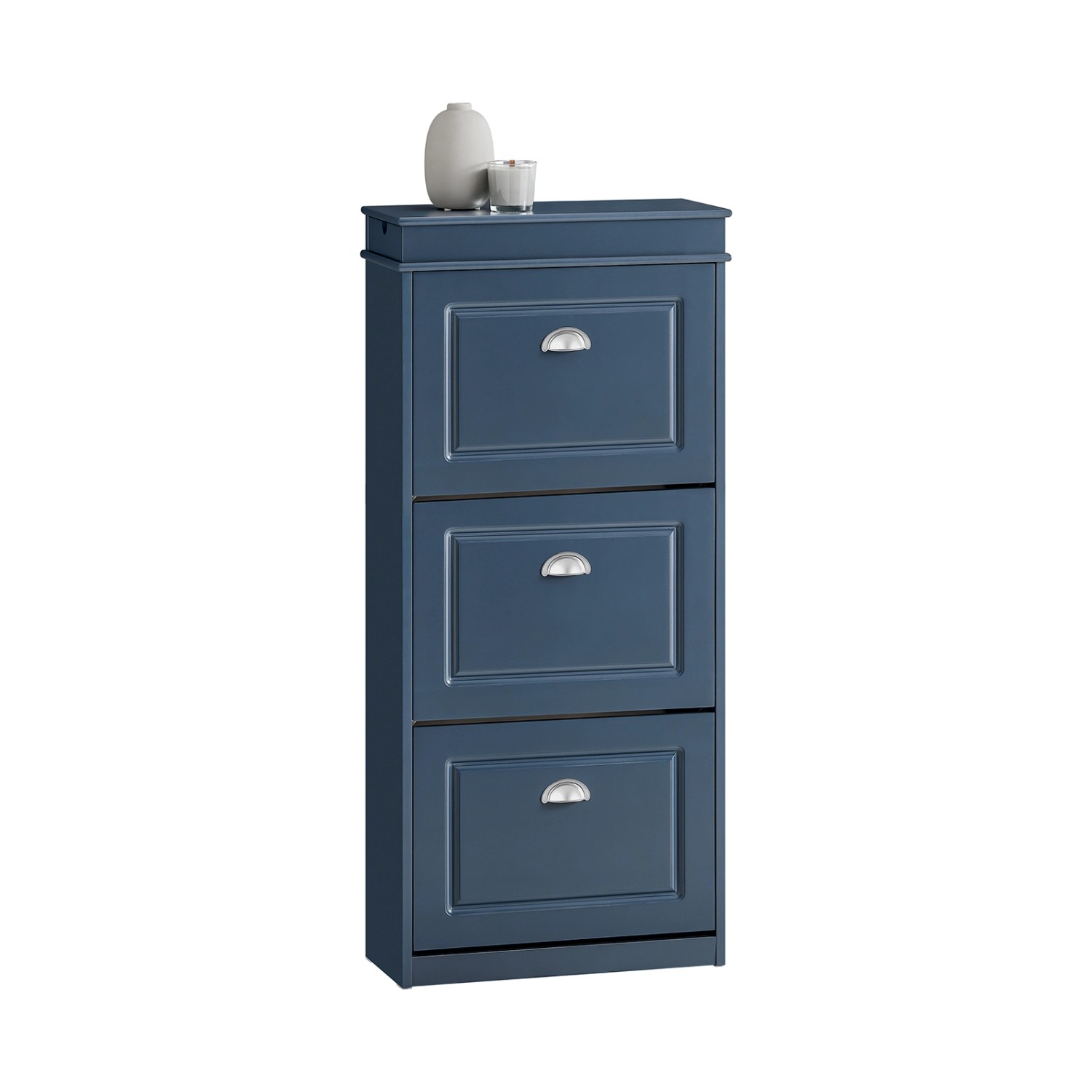 SoBuy Schuhschrank mit 3 Klappen Schuhregal Schuhkommode Schmal 53x118x24cm Blau FSR94-B SoBuy Schuhschrank mit 3 Klappen Schuhregal Schuhkommode Schmal 53x118x24cm Blau FSR94-B von SoBuy