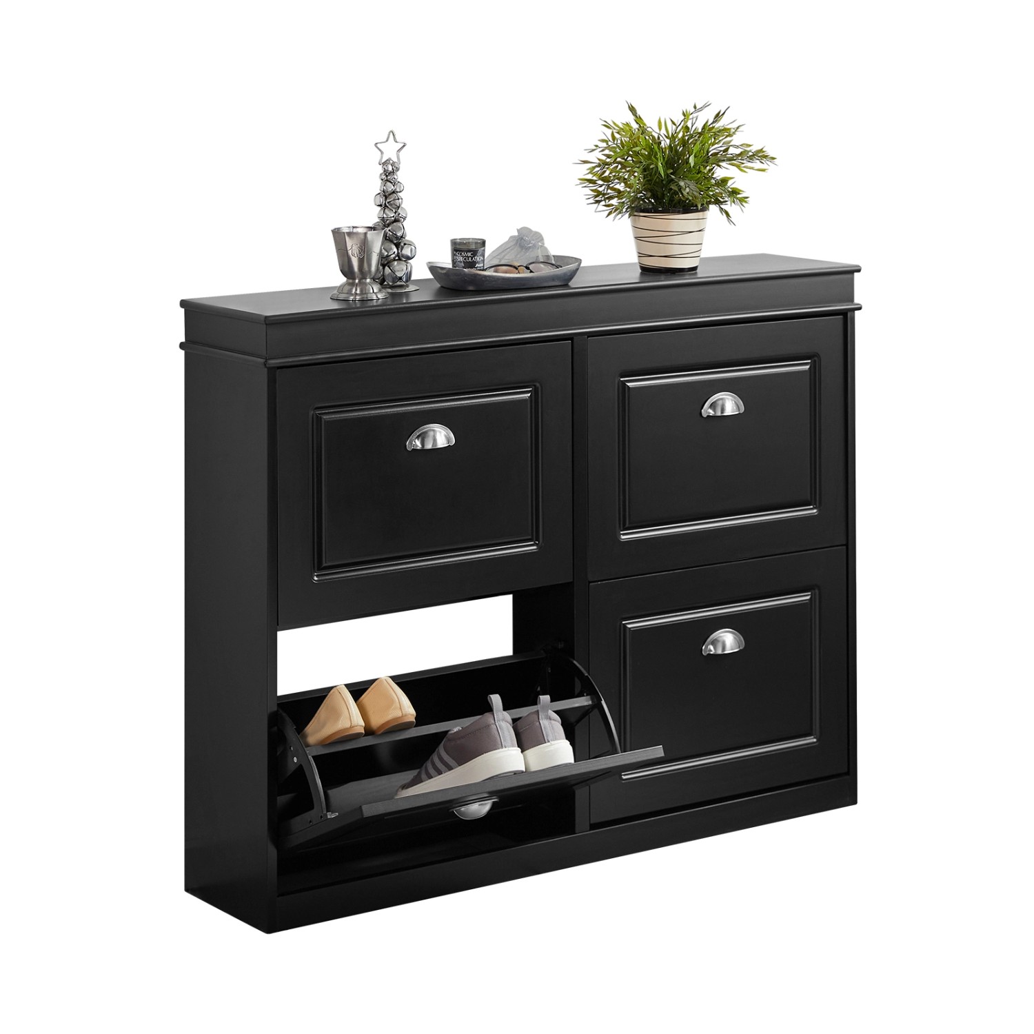 SoBuy Schuhschrank mit 4 Klappen Schuhkipper Schuhkommode Schwarz FSR79-SCH SoBuy Schuhschrank mit 4 Klappen Schuhkipper Schuhkommode Schwarz FSR79-SCH von SoBuy