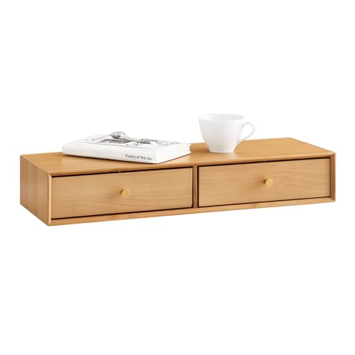 SoBuy Schweberegal mit 2 Schubladen, Wandregal für Schlafzimmer, Flur & Wohnzimmer, Massivbuche, B60 × T20 × H10 cm, Natur, FHK37-N SoBuy Schweberegal mit 2 Schubladen, Wandregal für Schlafzimmer, Flur & Wohnzimmer, Massivbuche, B60 × T20 × H10 cm, Natur, FHK37-N von SoBuy