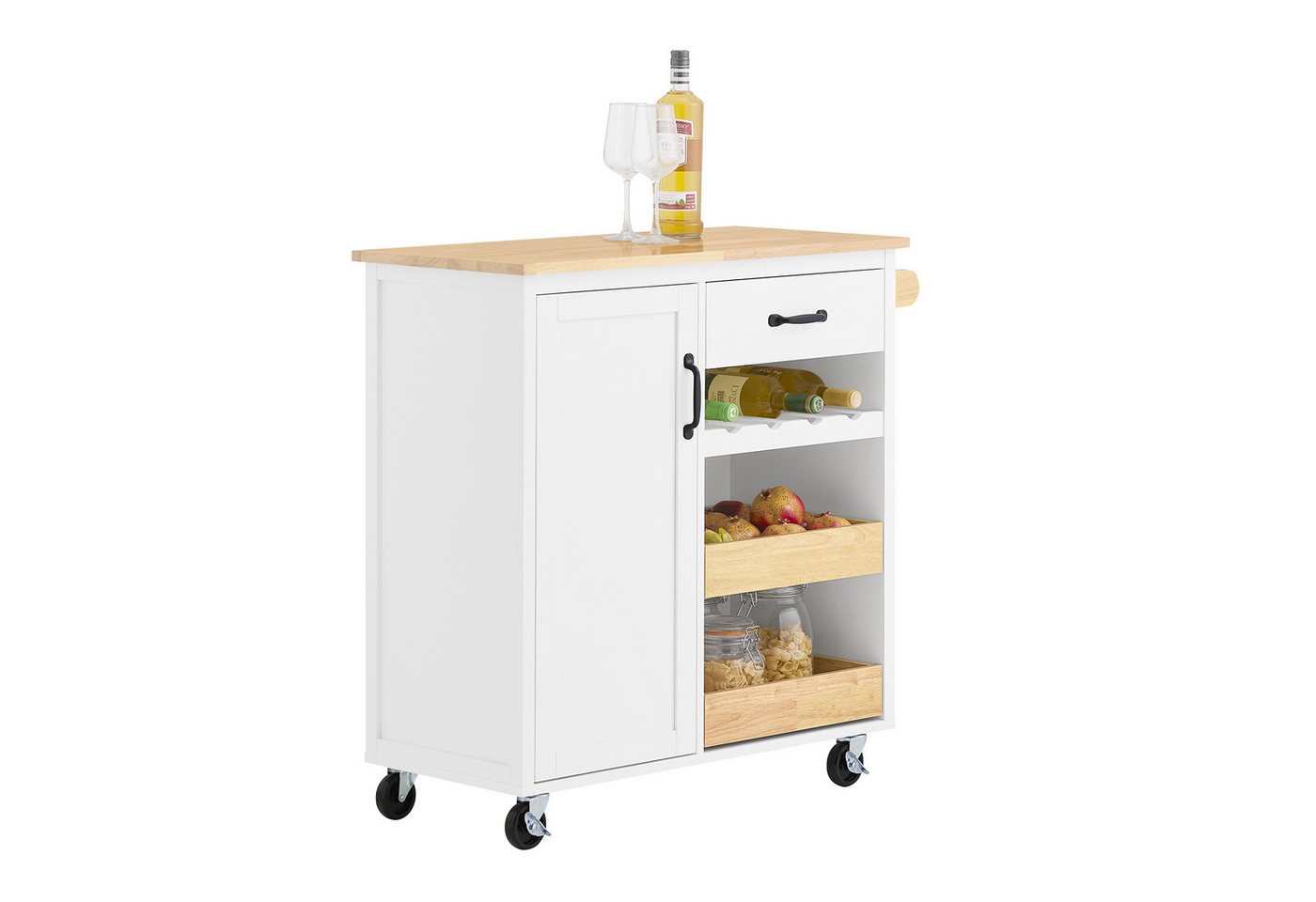 SoBuy Servierwagen FKW131, Küchenwagen mit Rollen, Rollwagen, Küchentrolley, Küchenregal, Beistellwagen Küchenschrank Kücheninsel, mit Schubladen, Küche von SoBuy