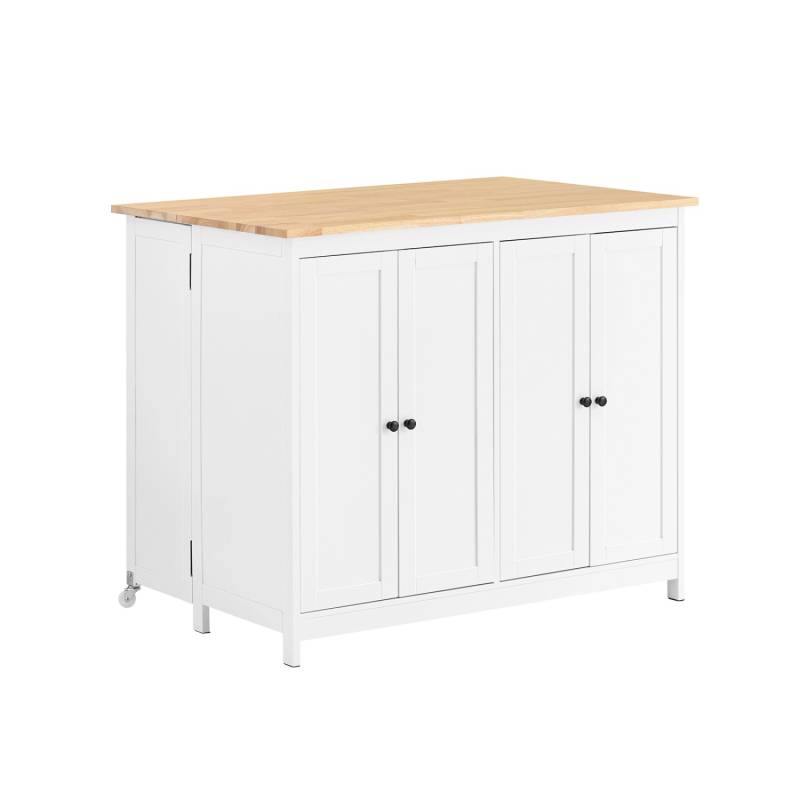 SoBuy Sideboard Kücheninsel mit Erweiterbarer Arbeitsfläche Weiß KNL10-WN von SoBuy