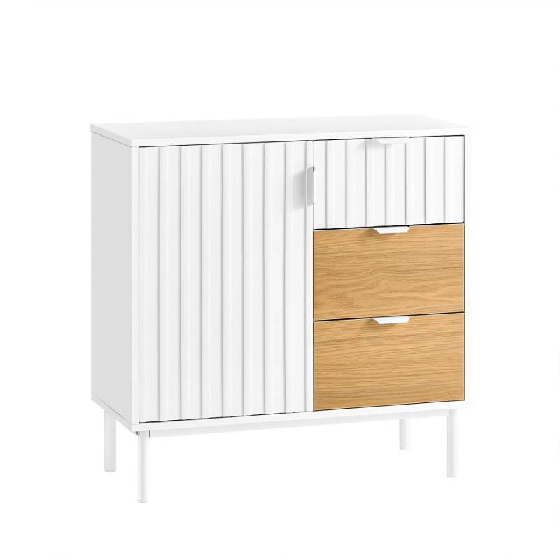 SoBuy Sideboard Küchenschrank Kommode Weiß/Natur 75x76x35cm FSB91-WN von SoBuy