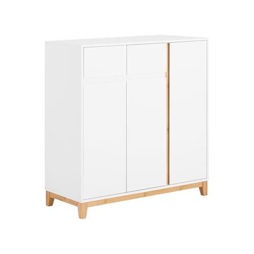 SoBuy Sideboard Schuhschrank Kommode Flurschrank Buffet Küchekommode Aufbewahrungsschrank Weißnatur BHT ca. 80x85x34cm FSR190-WN von SoBuy
