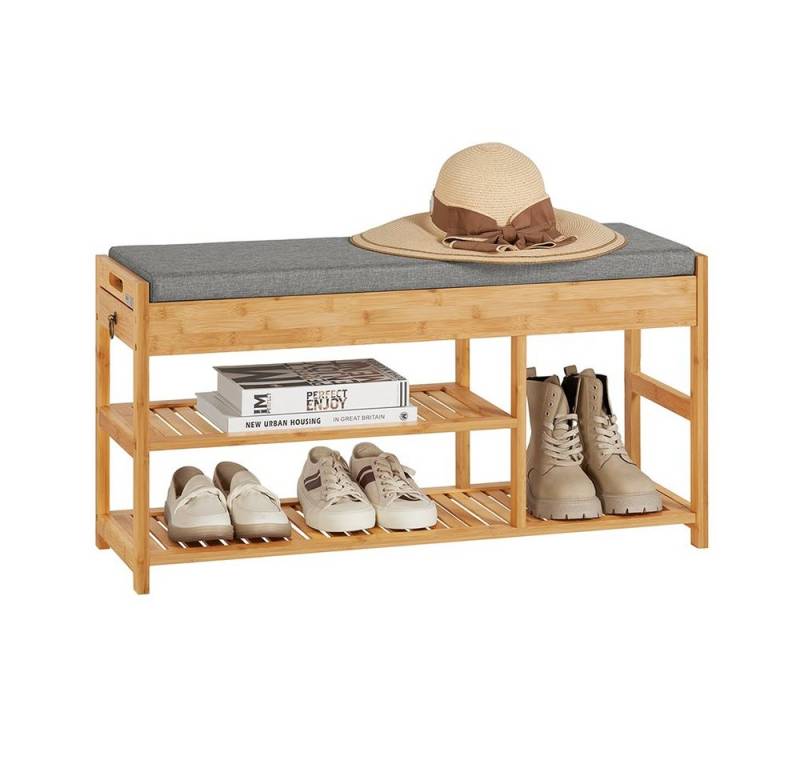 SoBuy Sitzbank FSR47, Schuhbank mit Sitzfläche Garderobenbank Schuhregal Sitzbank Bambus von SoBuy