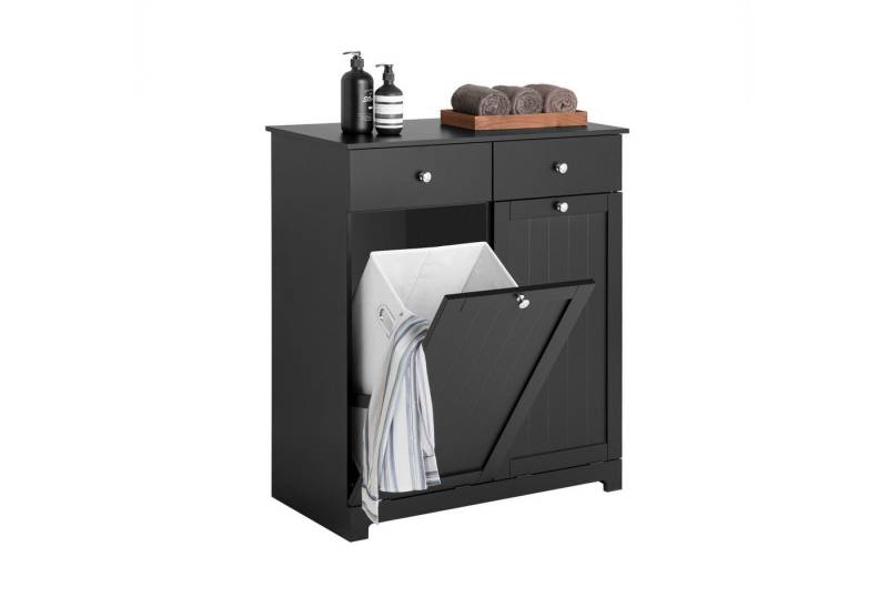 SoBuy Wäscheschrank DE1-BZR33, Badschrank mit Wäschekorb, Badkommode, Bad Waschküche Badezimmerschrank Wäscheschrank mit 2 Schubladen und 2 Wäscheboxen von SoBuy