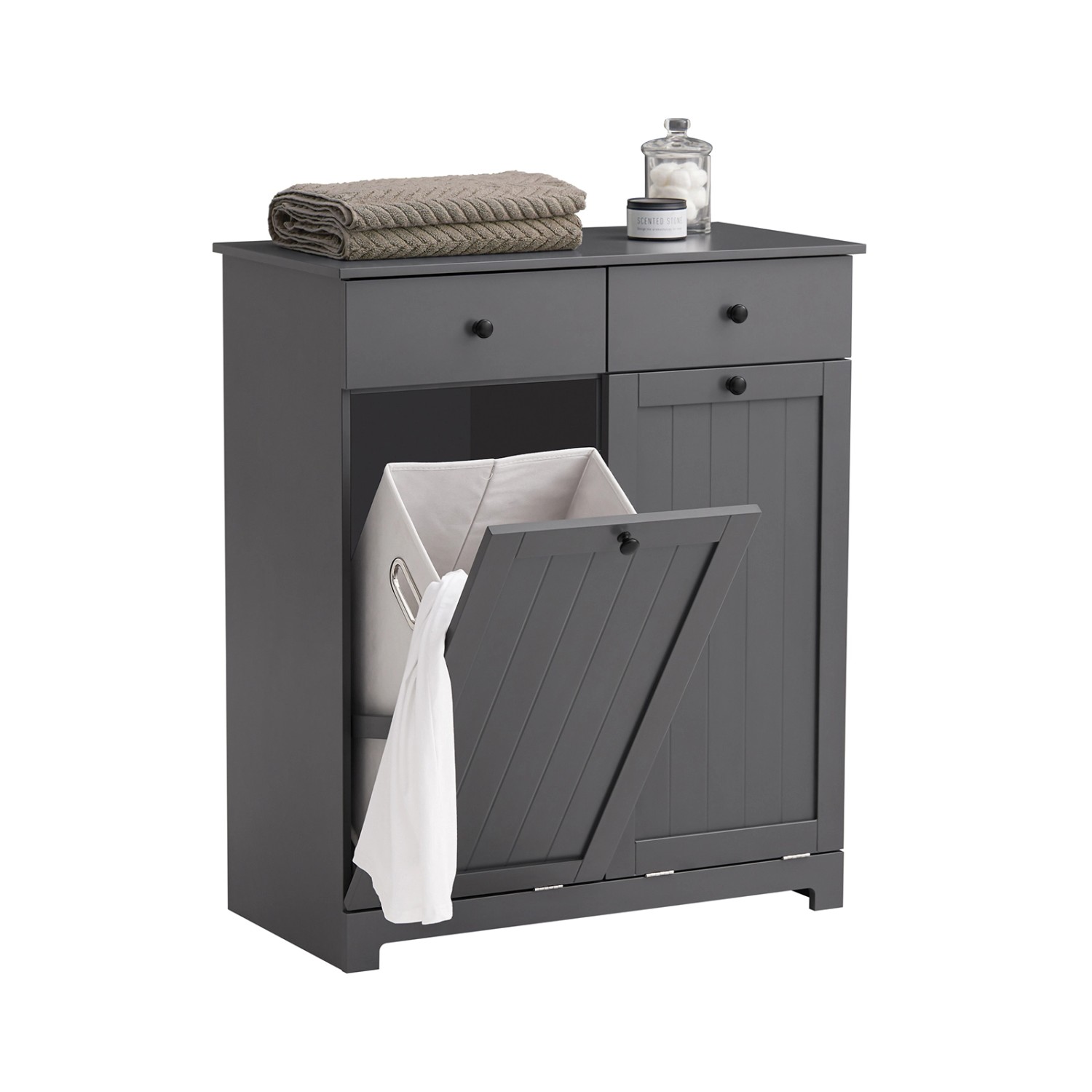 SoBuy Wäscheschrank mit 2 Wäschesäcken Wäschekorb Badschrank Dunkelgrau BZR33-DG SoBuy Wäscheschrank mit 2 Wäschesäcken Wäschekorb Badschrank Dunkelgrau BZR33-DG von SoBuy