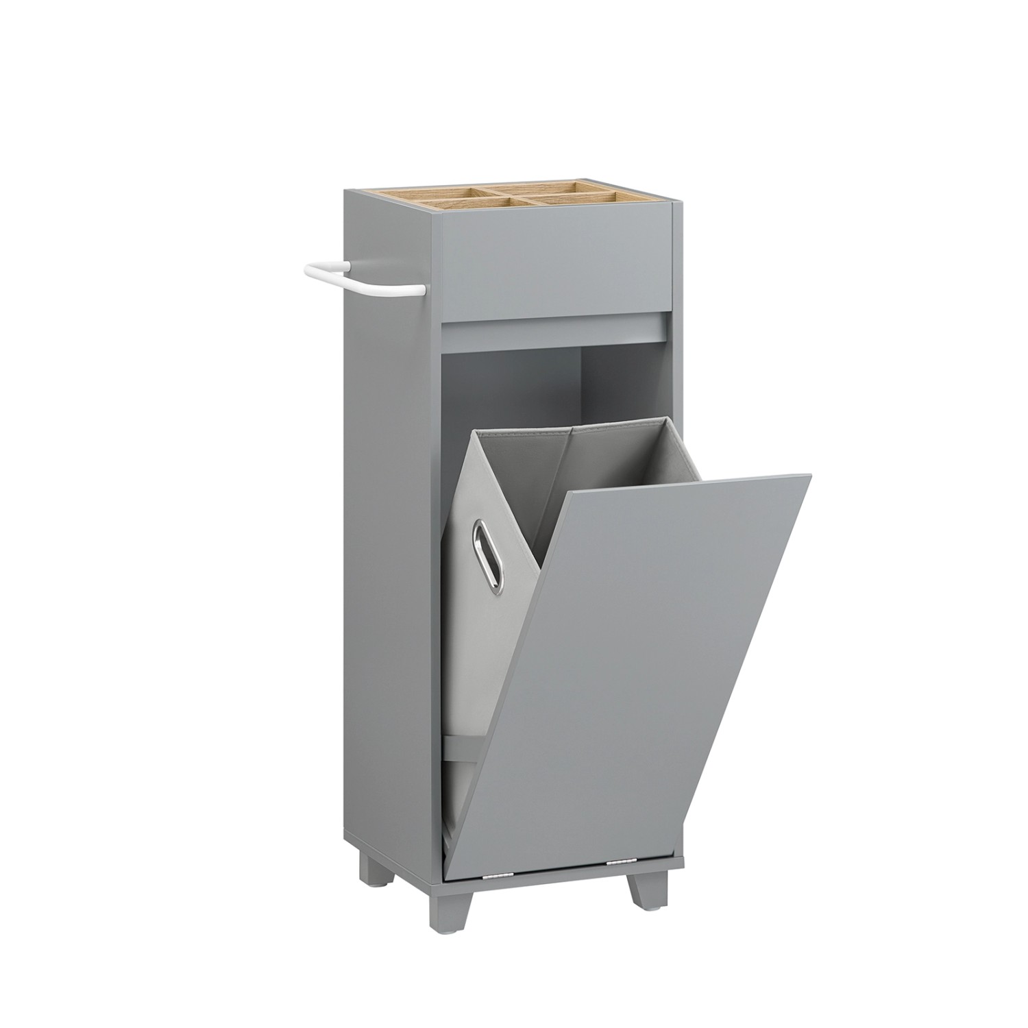 SoBuy Wäscheschrank mit Ausklappbarem Wäschesack Wäschesammler Wäschekorb 35x90x30cm BZR159-DG von SoBuy