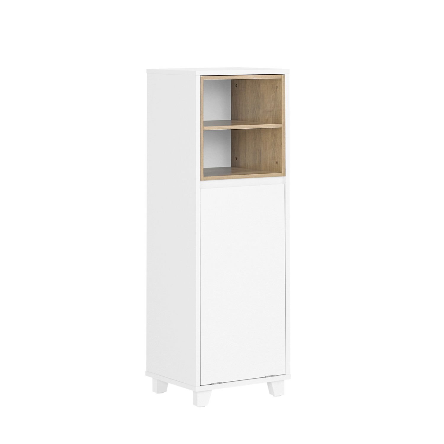 SoBuy Wäscheschrank mit Ausklappbarem Wäschesammler mit 2 Fächern Weiß BZR146-W von SoBuy