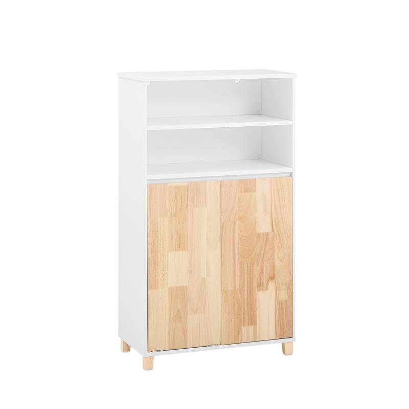 SoBuy Wäscheschrank mit Wäschesack Badschrank Badregal Weiß-Natur BZR143-WN von SoBuy