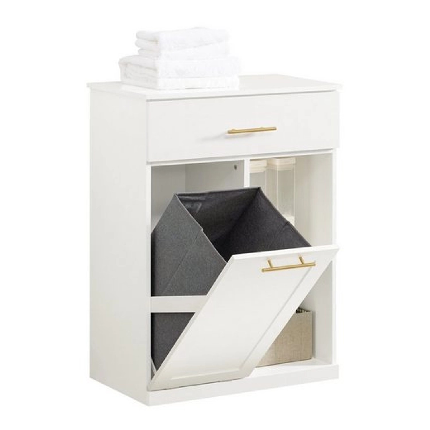SoBuy Wäscheschrank mit ausklappbarem Wäschesäcken MDF Weiß BZR66-W SoBuy Wäscheschrank mit ausklappbarem Wäschesäcken MDF Weiß BZR66-W von SoBuy