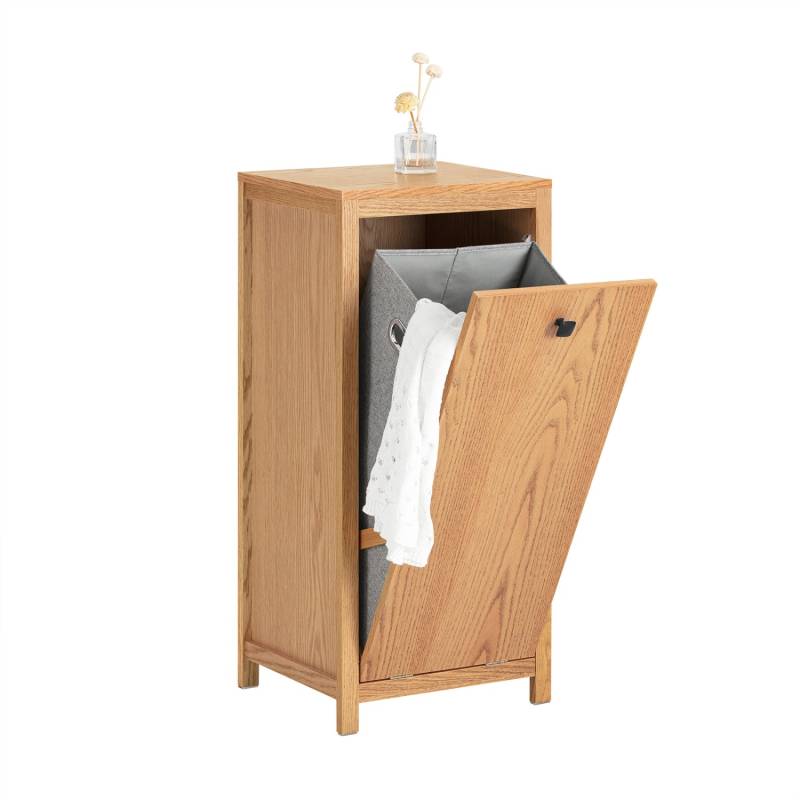 SoBuy Wäscheschrank mit ausklappbarem Wäschetruhe MDF Natur BZR96-N von SoBuy