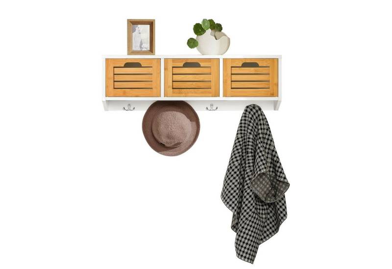 SoBuy Wandgarderobe FHK19, Flurgarderobe Kleiderhaken mit 3 Körben und 4 Haken SoBuy Wandgarderobe FHK19, Flurgarderobe Kleiderhaken mit 3 Körben und 4 Haken von SoBuy